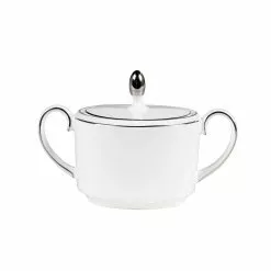 Wedgwood Vera Wang Blanc Sur Blanc Täckt Sockerlåda