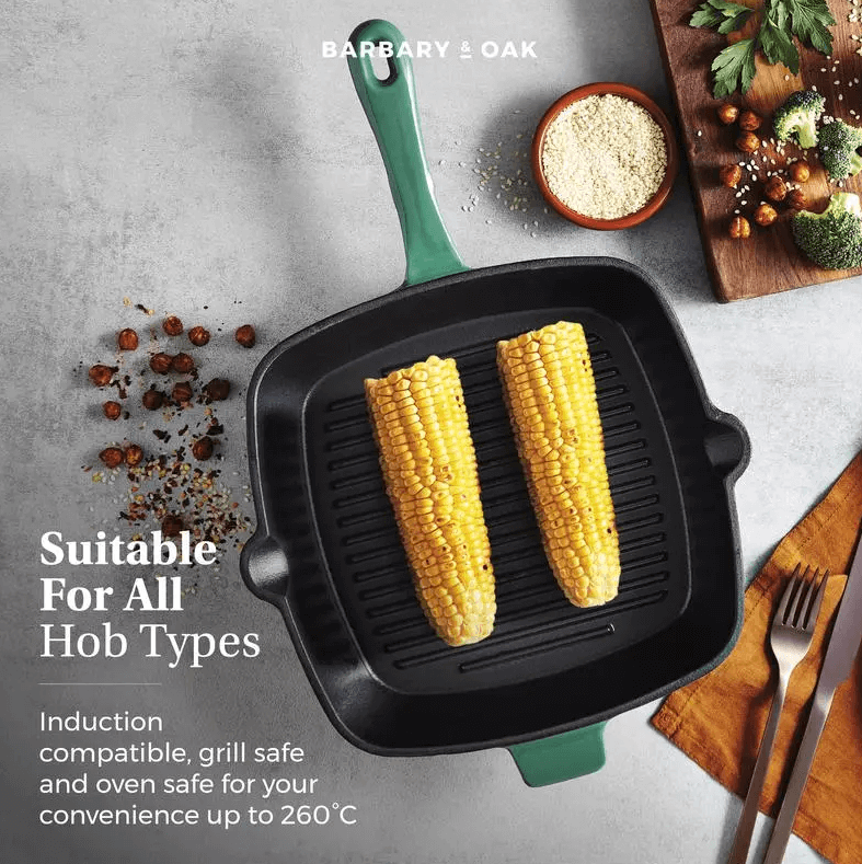 Barbary & Oak Støpejern Grillpanne Grønn 26cm 5 Barbary & Oak Støpejern Grillpanne Grønn 26cm - Bild 5