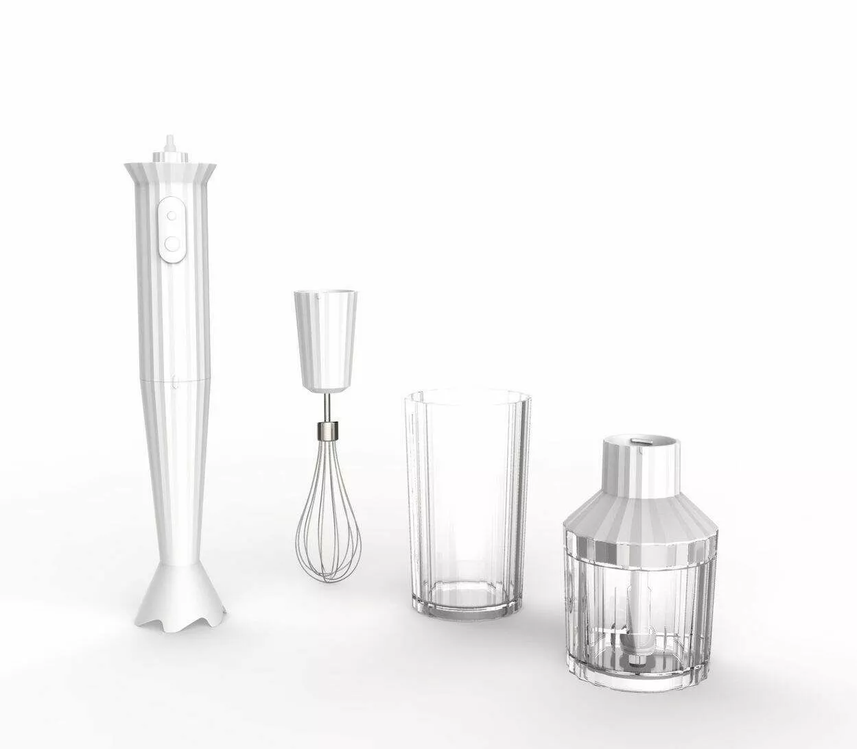 Alessi Plissé Stavmikser M/Tilbehør Hvit 1 Alessi Plissé Stavmikser M/Tilbehør Hvit