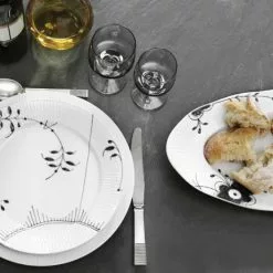 Royal Copenhagen Vit Räfflad Smörlåda Med Lock