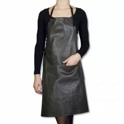 Dutchdeluxes BBQ Stil Förkläde Läder Vintage Grå
