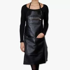 Dutchdeluxes Förkläde Med Dragkedja Stil Läder Classic Svart